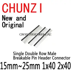 10PCS 40 Pin Single Double Row Male Breakable Pin Header Connector Strip For Arduino Black 2.54MM Length BXV 15mm~25mm 1x40 2x40