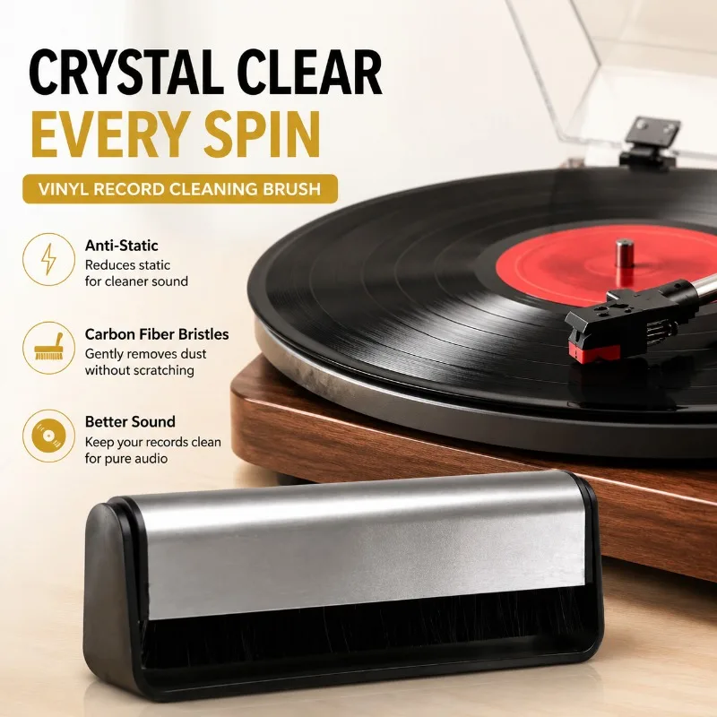 Vinyl Record Cleaning Brush Anti Static Carbon Fiber LP Turntable Brush for Record Player Gramophone Cleaning  Supplies