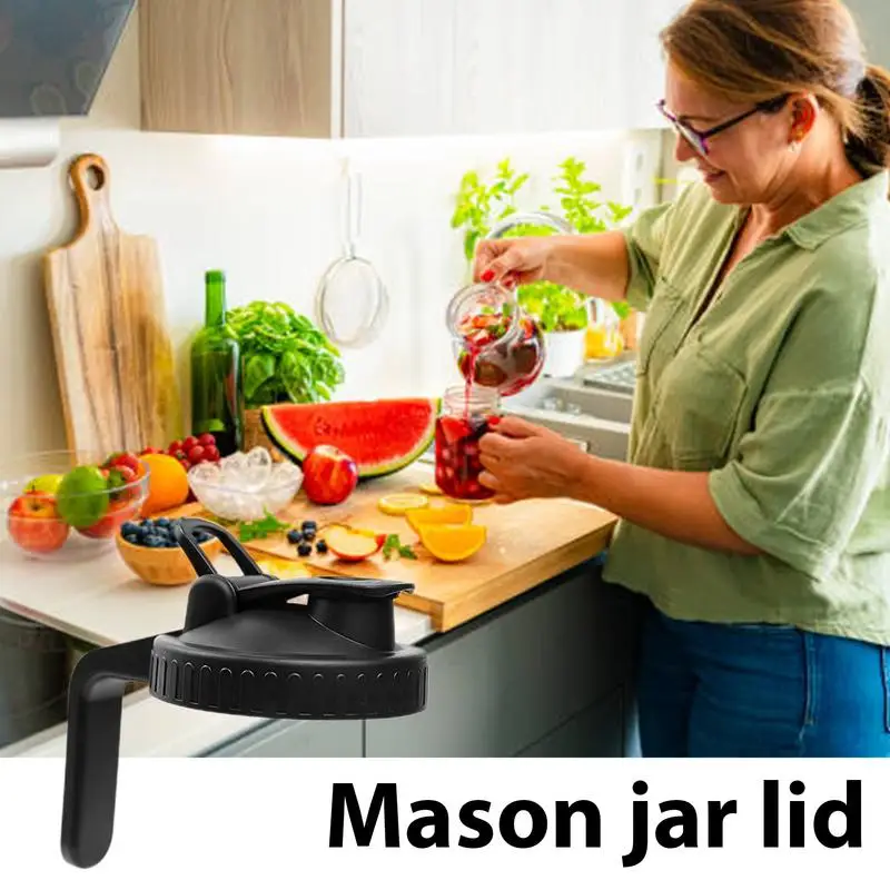 Mason Jar Pour Spout Lid 2pcs Regular Mouth Mason Jar Lid Silicone Sealing Gasket Airtight & Leak-Proof Sealing Pouring Lid For