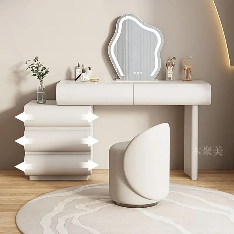 الغرور منضدة الزينة بغرفة النوم مرآة الغرور المنظم الأبيض جواهر خلع الملابس الأبيض Tocador Maquillaje أثاث غرفة نوم #2