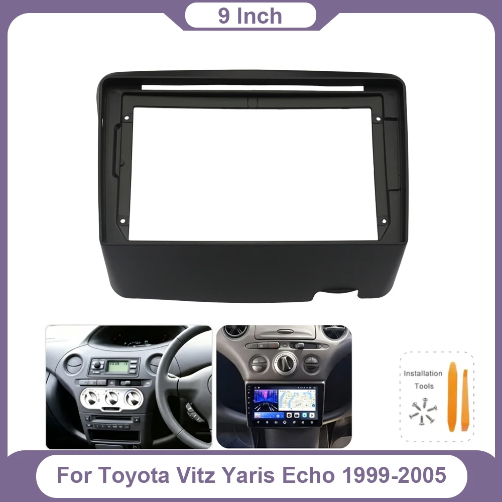 9 Inch Android Car Stereo Radio Multimedia Video Player Screen Frame Wire Harness Cables For Toyota Vitz Yaris Echo 1999-2005