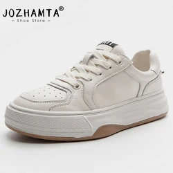 JOZHAMTA Real Leather Women Sneakers Ins Fashion Flats Shoes For Woman Platform Spring Casual Daily Lady Footwear Size 35-40