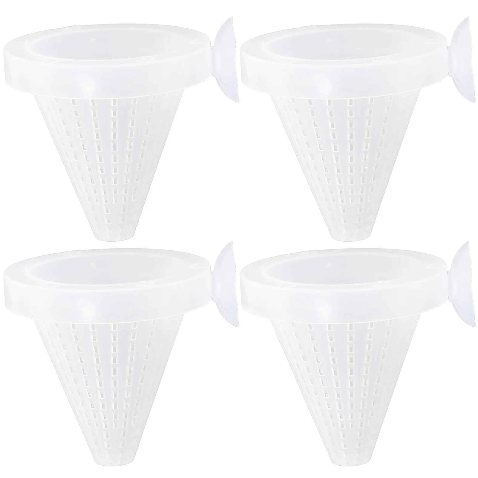 

4Pcs Fish Feed Cup Pet Fodder Feeder Hollow Cone Design Sucker Feeder for Fish Tank Accessory Breeding Equipment