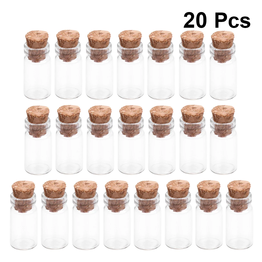 

20pcs Mini Glass Wish Bottles Stopper for Decorating DIY Necklace Pendant Drift Wishing Perfume Samples Scrapbooking Wedding