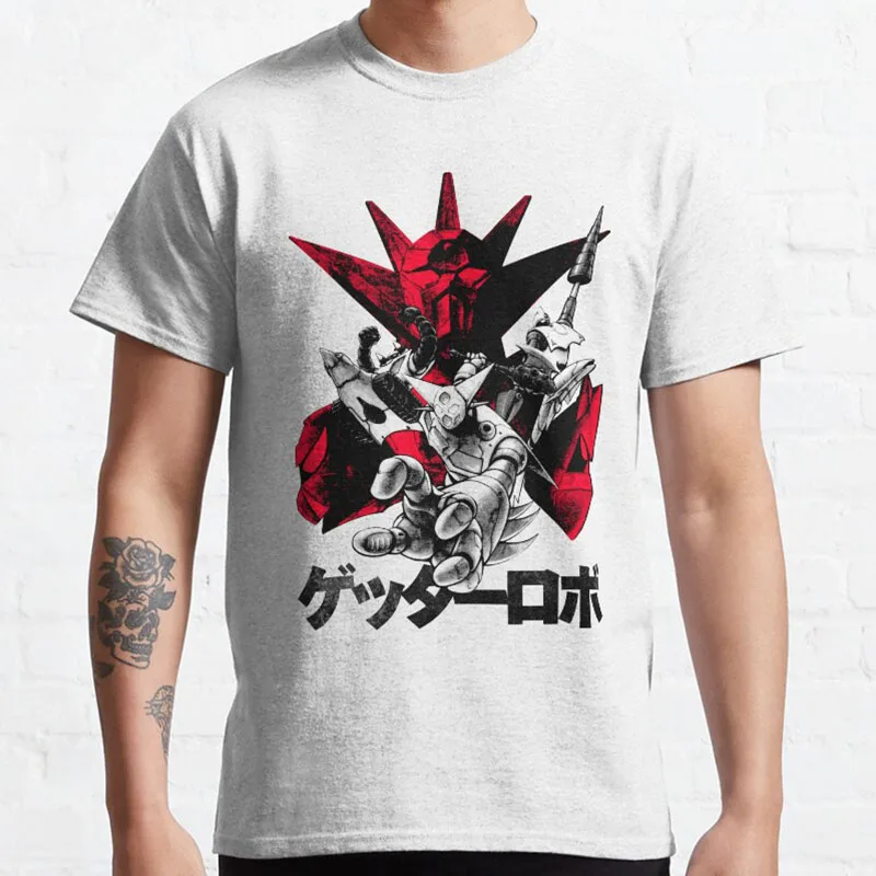 Getta Robo vintage 70s anime getter dragon getter robo super robot japan mecha manga roboto printed T-Shirt plus size clothing