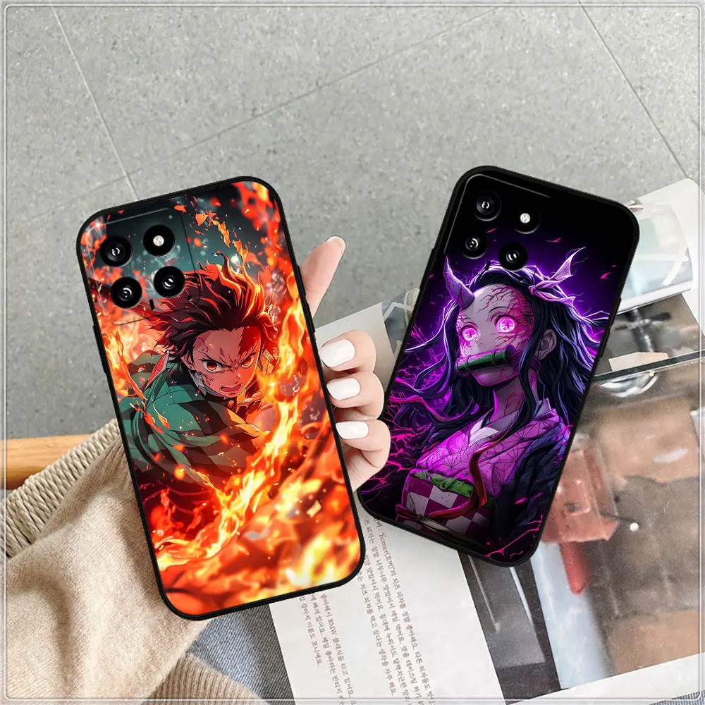 Demon Slayer Kimetsu no Yaiba Case For Xiaomi 14C 13C 12 12C 10 10C 9 9C 9A 9T 8 8A A2Plus A1 K60Ultra K40Pro Black Soft Cover