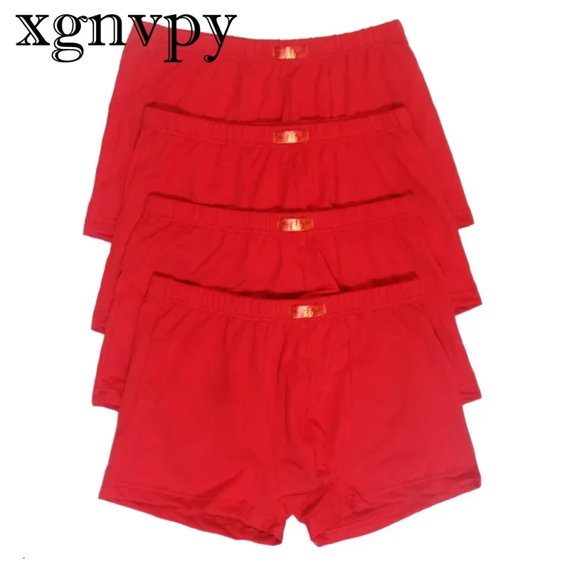 xgnvpy     Elegant Mens Sexy Underwear - Chinese Red Cotton Boxers, Big Red Style, Comfortable & Stylish Underpants for Men