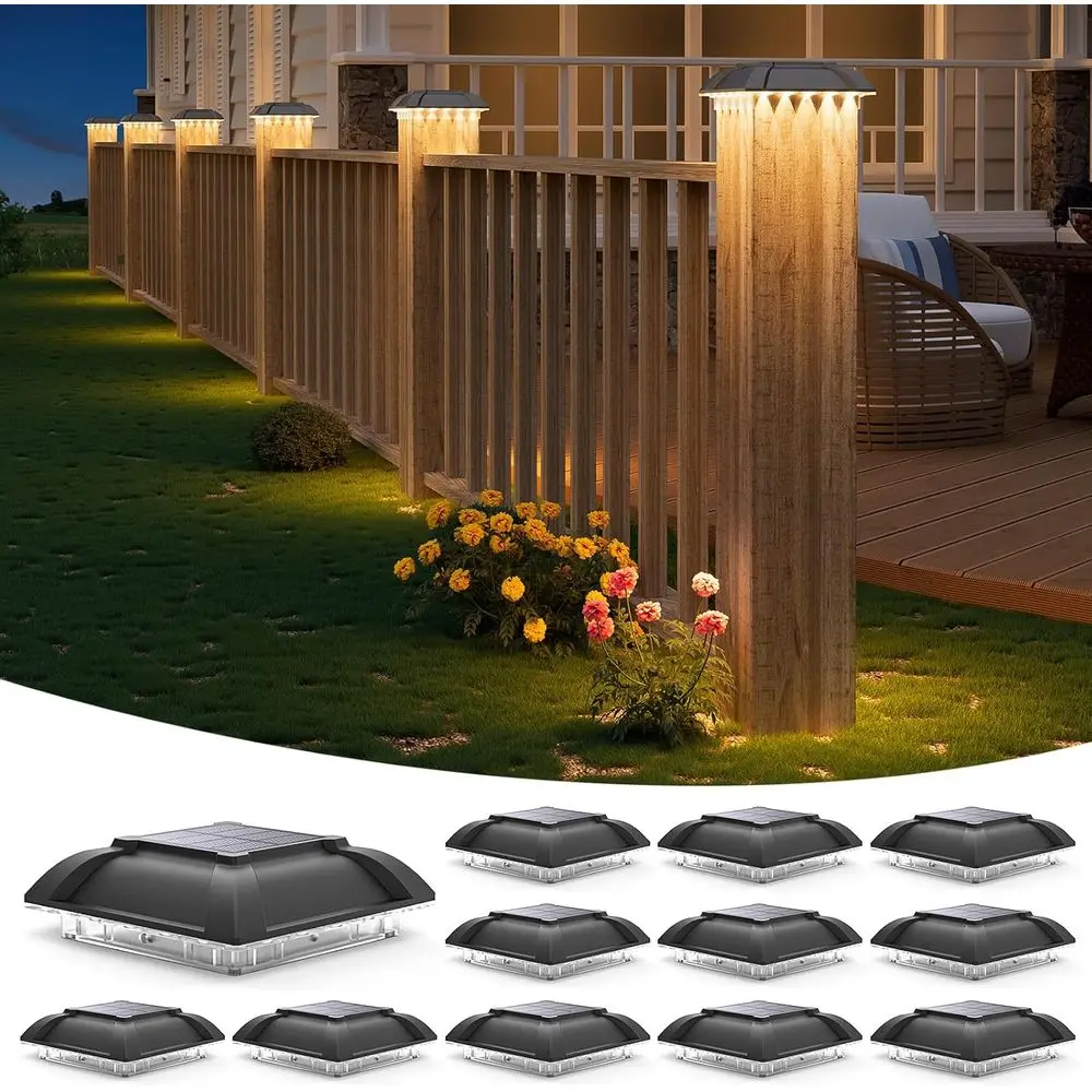 

Уличные светильники для столбов 1k - Водонепроницаемые светильники для вертикального освещения террас, подходят для деревянных/виниловых столбов 4x4, теплый белый свет, идеально подходят