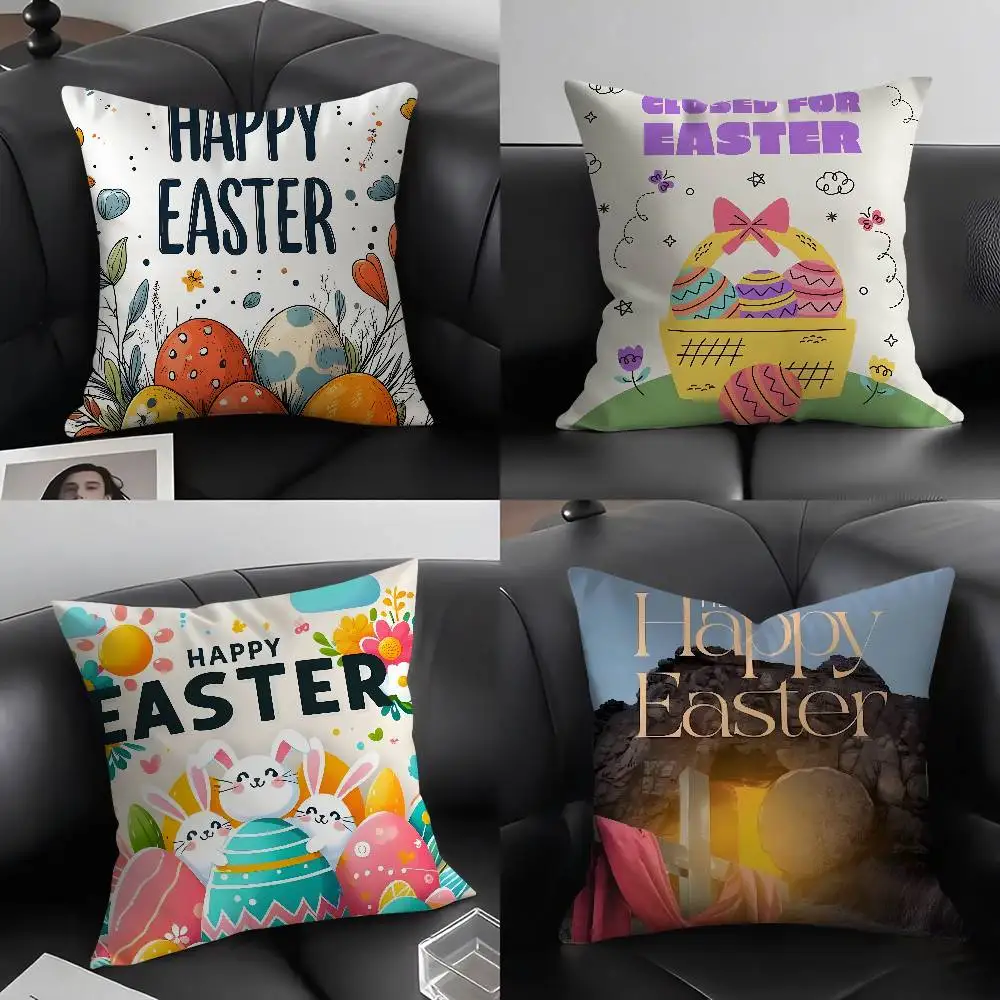 Classics Happy E-easter Pillow Case Plush Fabric Soft Pillowcase Double Sided Print Cushion Cover Household Gifts