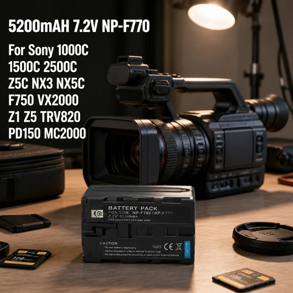 High-Capacity 5200mAh NP-F770 Rechargeable Camera Battery For Sony 1000C 1500C 2500C Z5C NX3 NX5C VX2000 PD150 MC2000 Camcorder