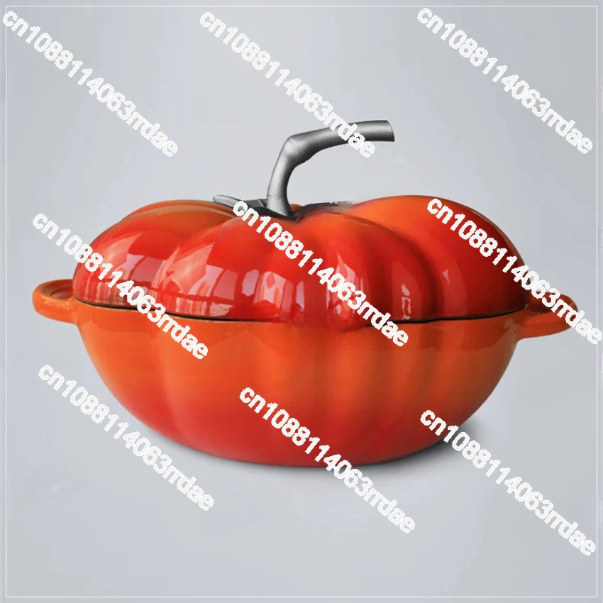 Cast Iron 27cm Enamel Stew Pot with Thickened Flat Bottom Onion Plate Induction Cooker BCA20B Household Tomato Shape