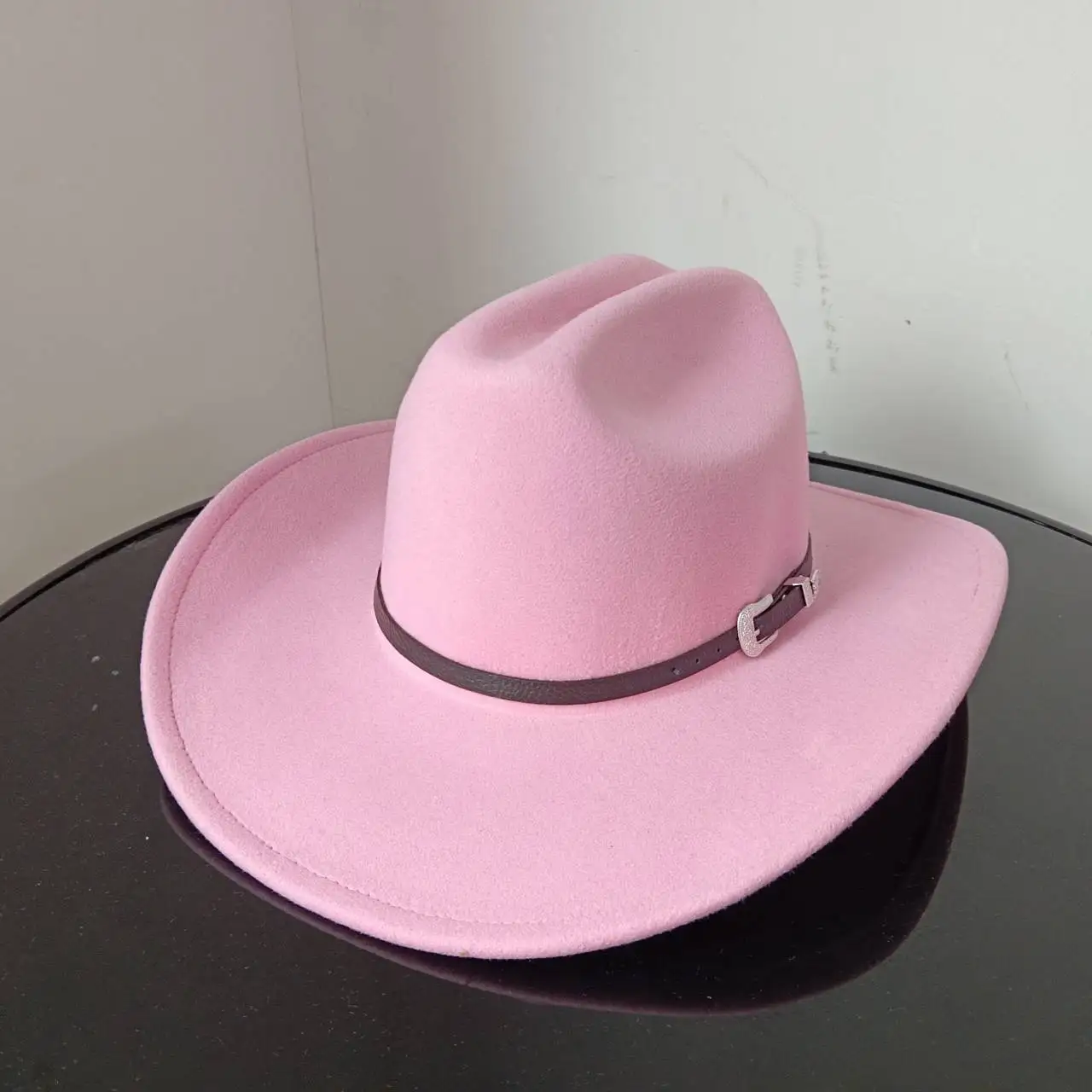 Pink Vintage Unisex Vintage Wide brim fedora hat Cowboy hat cowboy girl western hat with tassel woven fedora hat with size 58-59