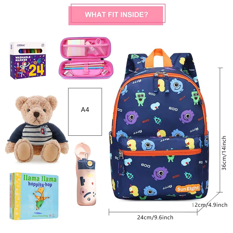 SUN EIGHT 14inch Kindergarden Backpacks Fit A4 Student School Bags Children Bookbag Outdoor bag