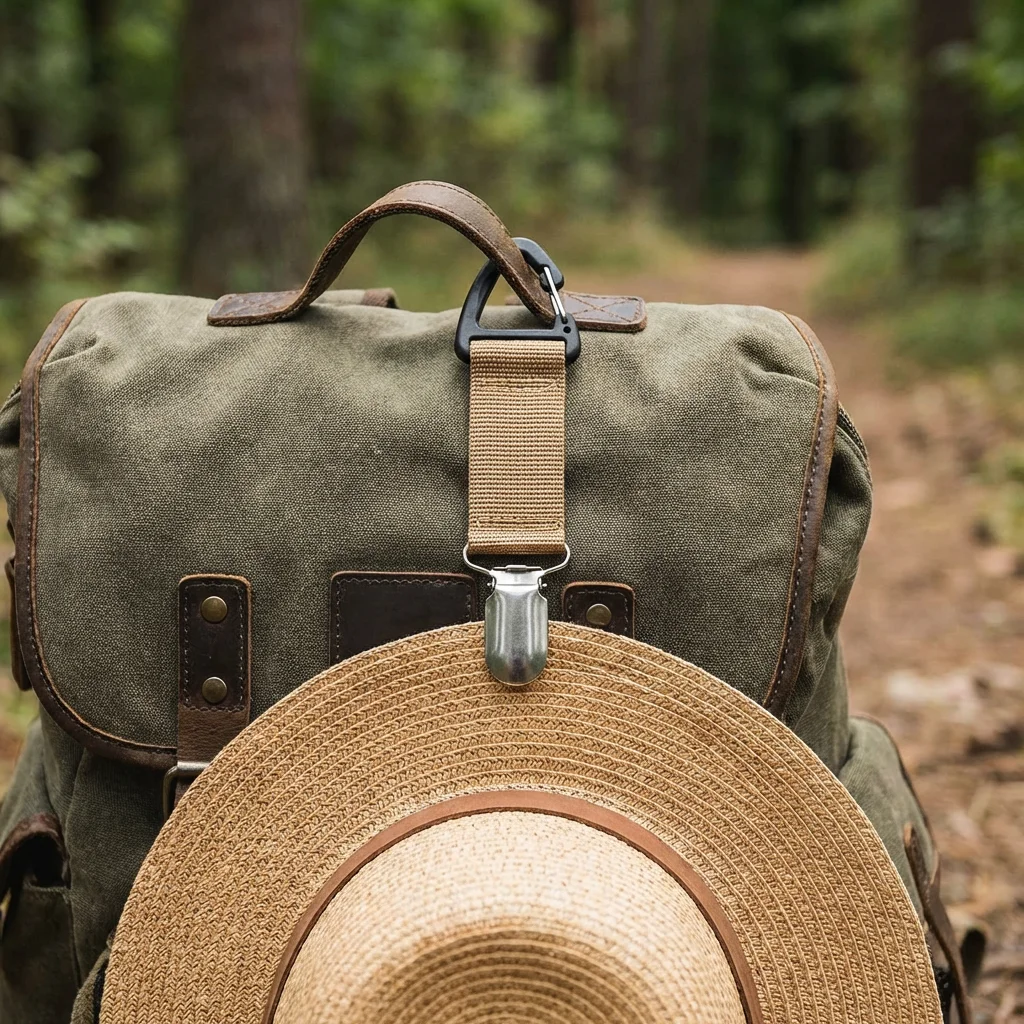 

1 шт. Многофункциональный зажим для сумки и шляпы, регулируемый держатель для сумок и рюкзаков, прочный зажим, предотвращающий потерю вещей.