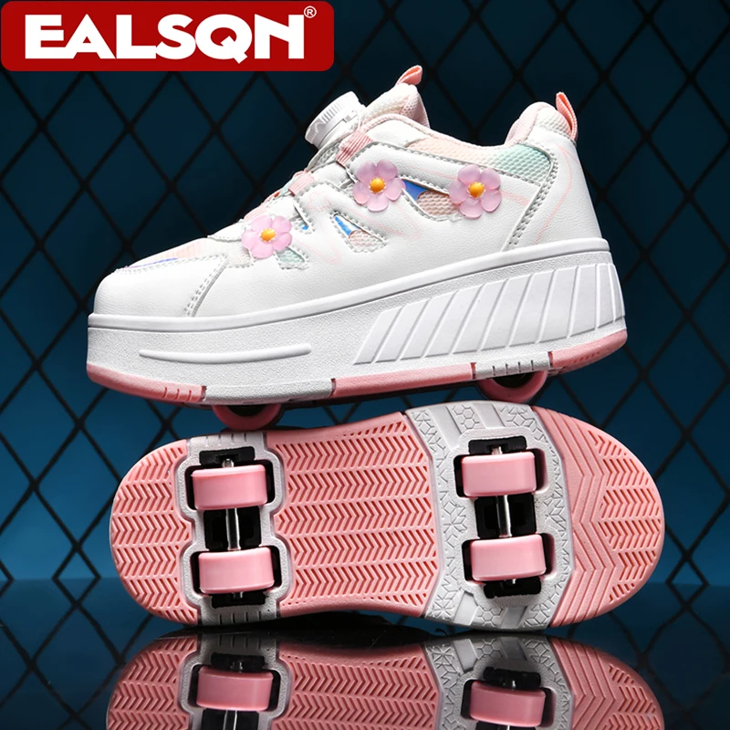 

Roller Skates Kids Four Wheels With Sneakers for Girls' Detachable Roller Shoes Breathable Fashin Children Walking Shoes