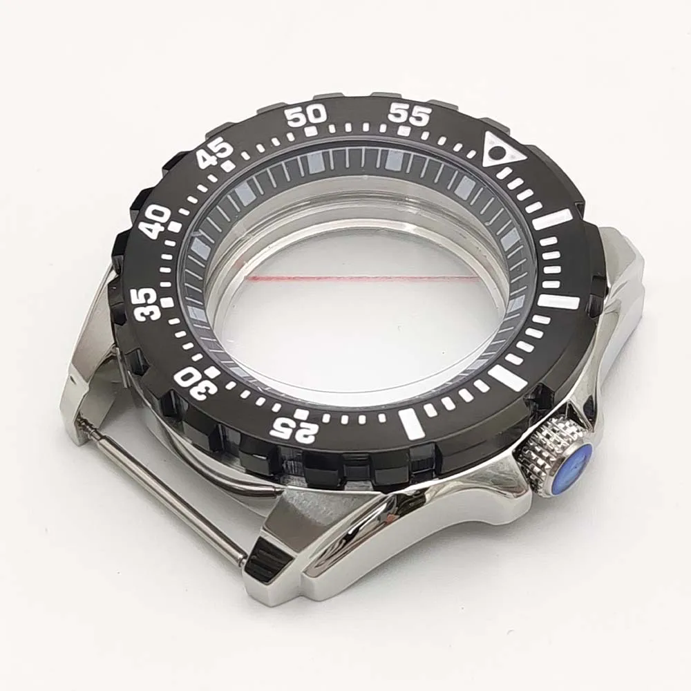 3 colors 44MM NH35 Case For NH36/4R35A Movement Sapphire Mirror Stainless Steel Case Watch Accessories rotating bezel