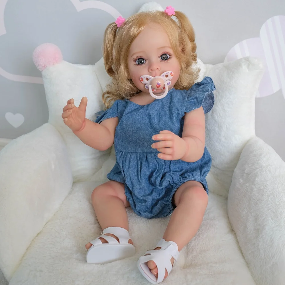 

55CM Bebe Reborn Girl Doll Popular SueSue Full Body Silicone Hand-Detailed Painting Doll with 3D look Visible Veins Bath Toy