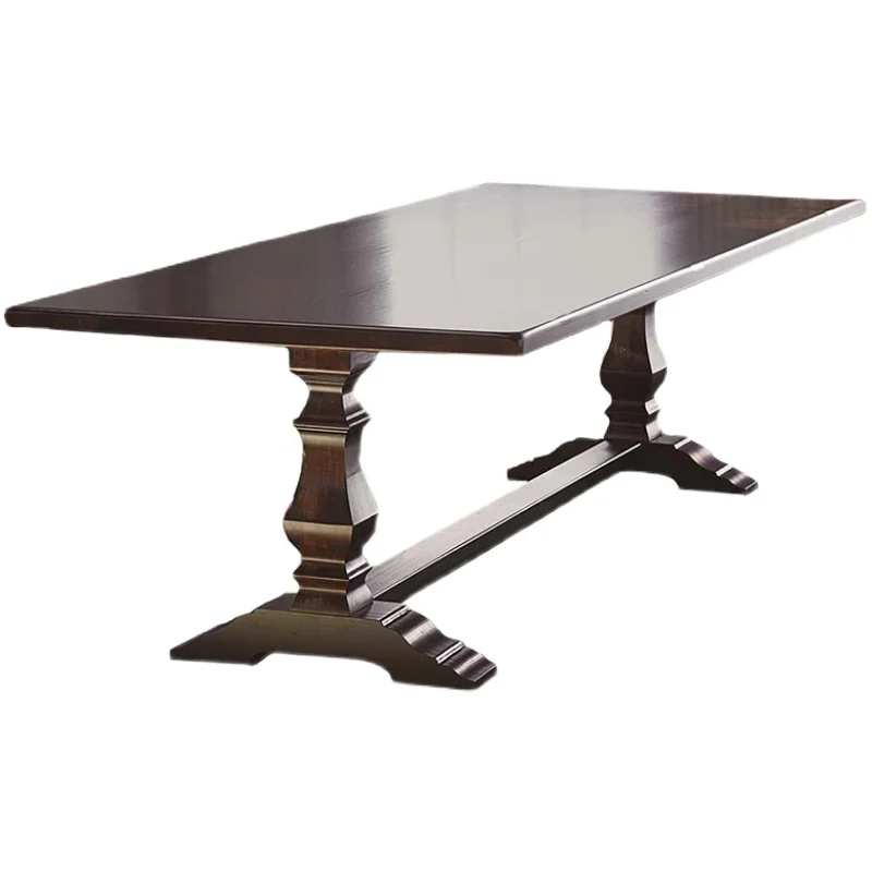 

American all solid wood long table black walnut color meal European office negotiation table retro coffee conference tea table