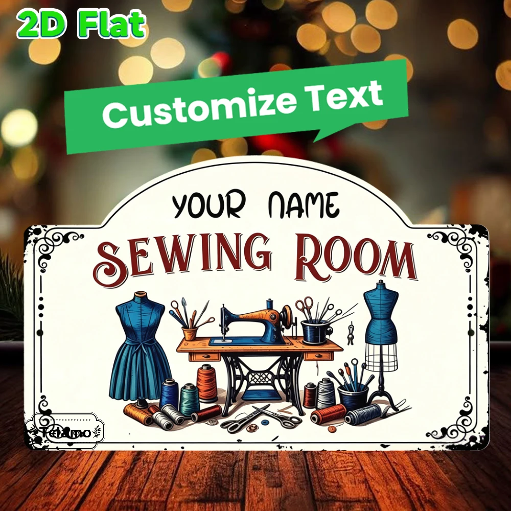 Sewing Custom - Custom Text Arched Metal Sign, Vintage