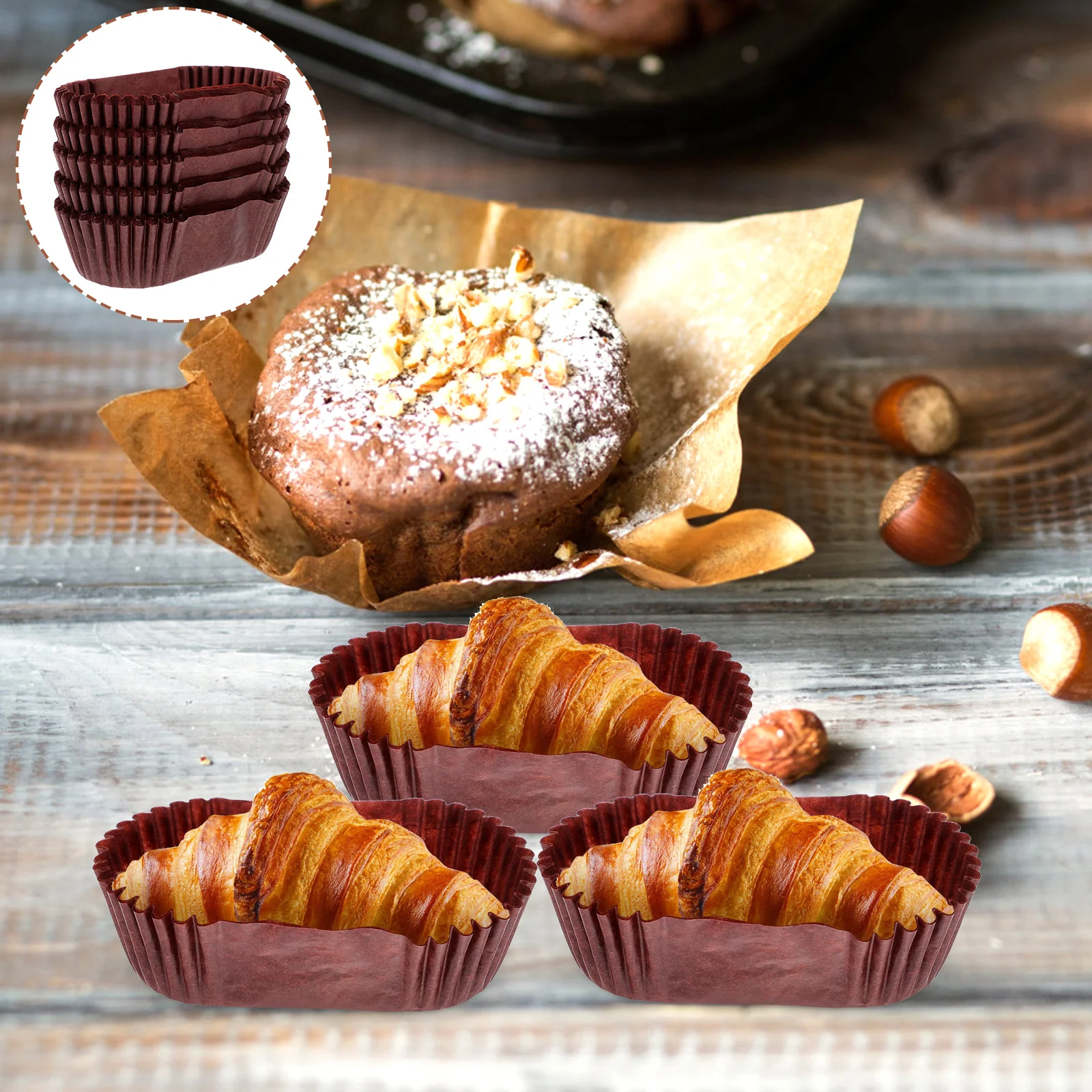 

Cake Cups Baking Grease Proof Cupcake Liners Paper Tray Oval Boat Shape High Quality Food Grade Safe Smooth Heat