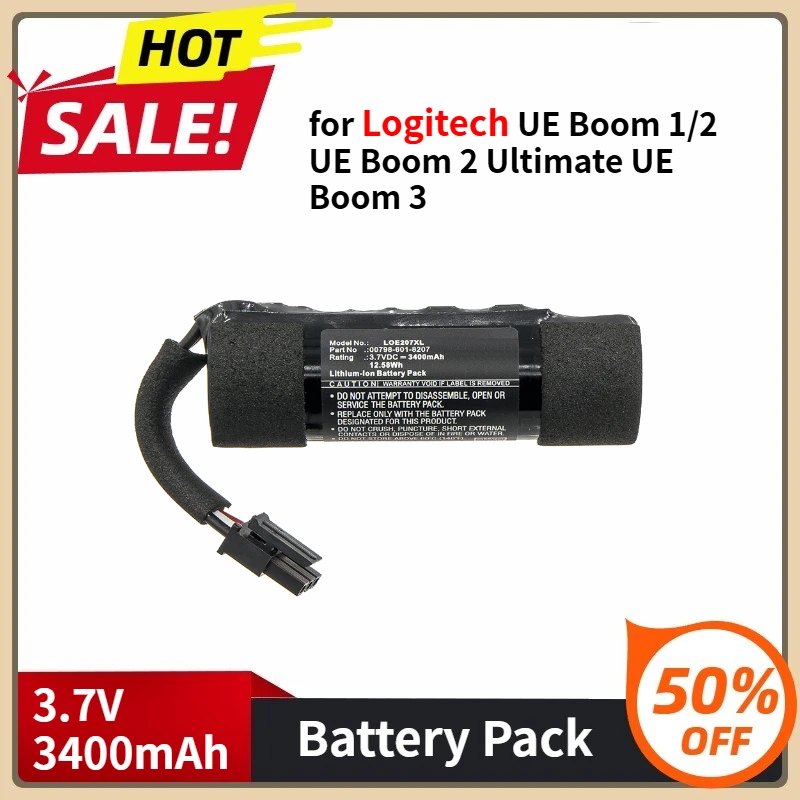 

00798-601-8207 Conenset Audio Battery for Logitech UE Boom 1/2 UE Boom 2 Ultimate UE Boom 3 Fits Li-ion 3.7V 3400mAh