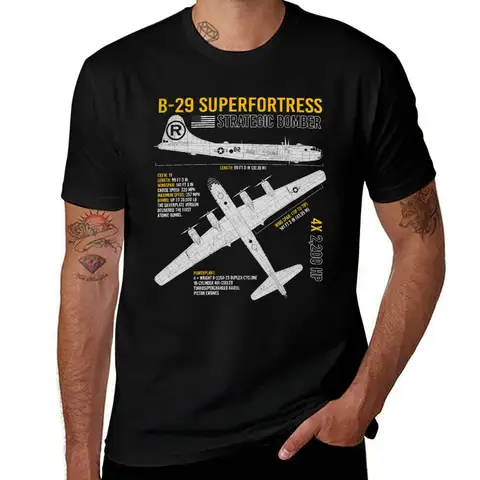 B-29 Superfortress Bomber ww2 US Aircraft Plane USAF Airplane Blueprint T-Shirt anime clothes vintage graphic tee Men's t-shirt