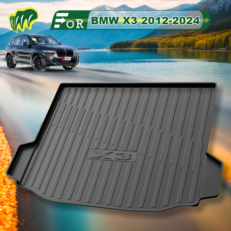 

For BMW X3 2012-2024 TPE Custom Fit Car Trunk Mat All Season Black Cargo Mat 3D Shaped Laser Measured Trunk Liners