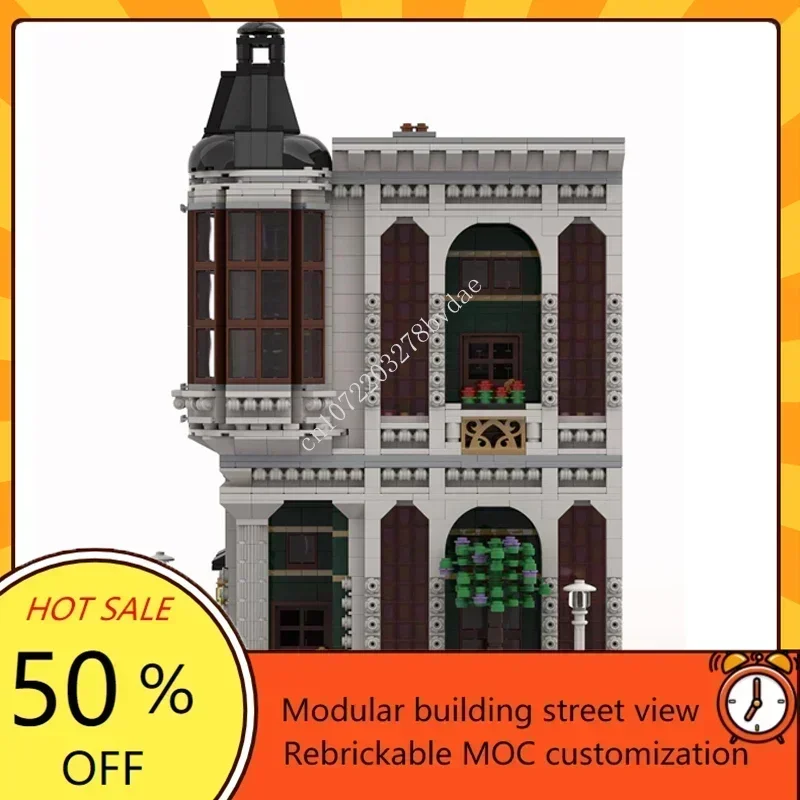 3058PCS Customized MOC Modular Emerald Restaurant Street View Model Custom Puzzle Technology   DIY Assembly Toys Gifts