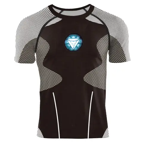 T-shirts de compression imprimés Iron Man pour hommes, idéaux pour le fitness, la musculation et les sports de plein air – Vêtements masculins