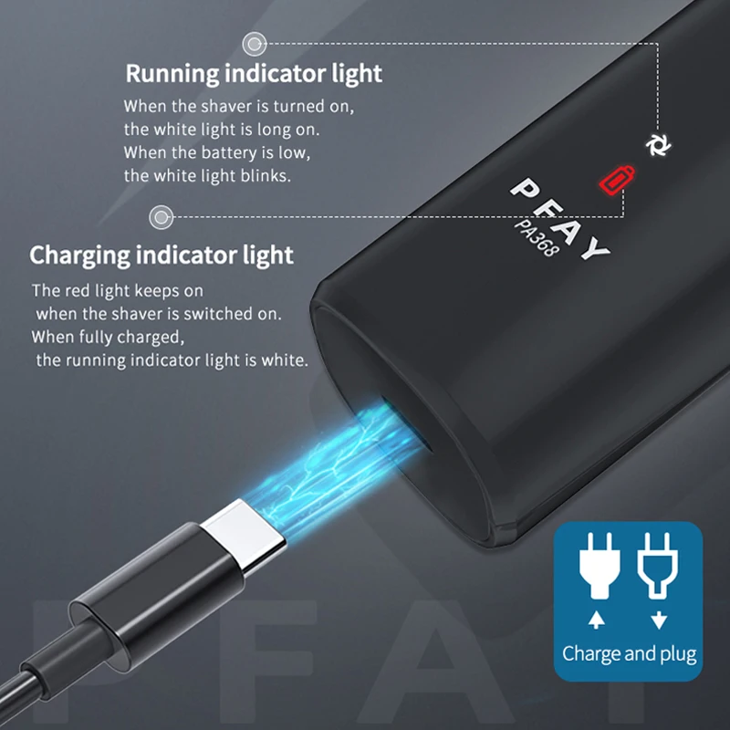 PFAY PA368 Nam Điện Xoay Dao Cạo Nam 3D Râu Máy Cạo Râu Cho Nam Loại-C sạc Râu Timmer