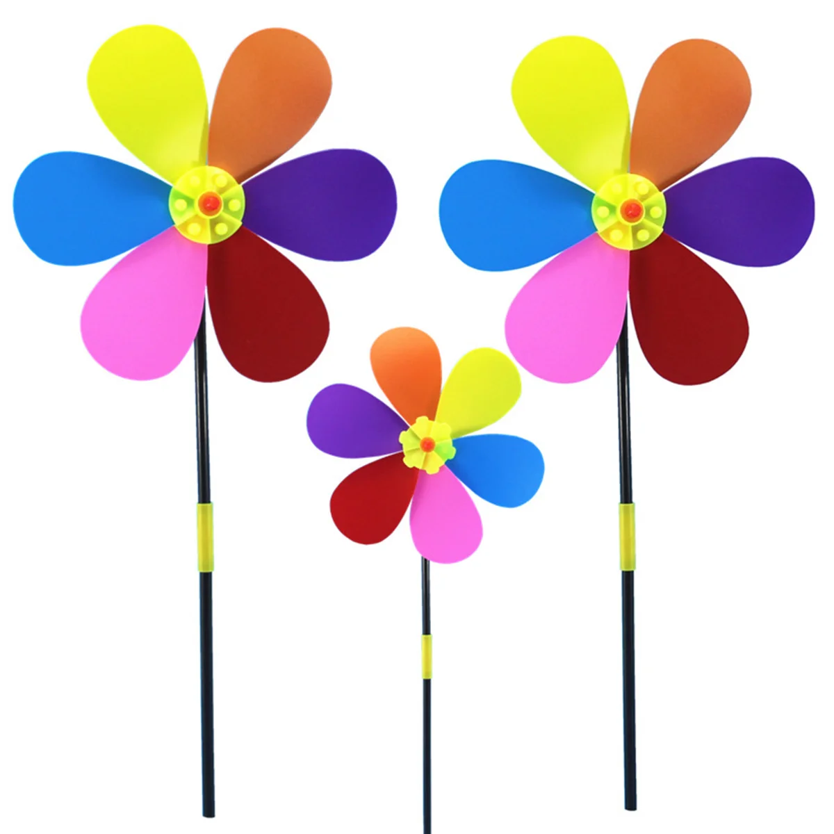 

Six Petals Flower Colorful Plastic Sunflower Windmill Outdoor Yard Garden Lawn Decoration Windmill for The Yard