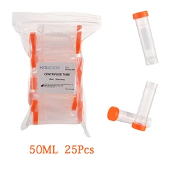 25Pcs/bag 50ml Plastic Screw Cap Flat Bottom Centrifuge Test Tube with Scale Free-standing Centrifugal Tubes Laboratory Fittings