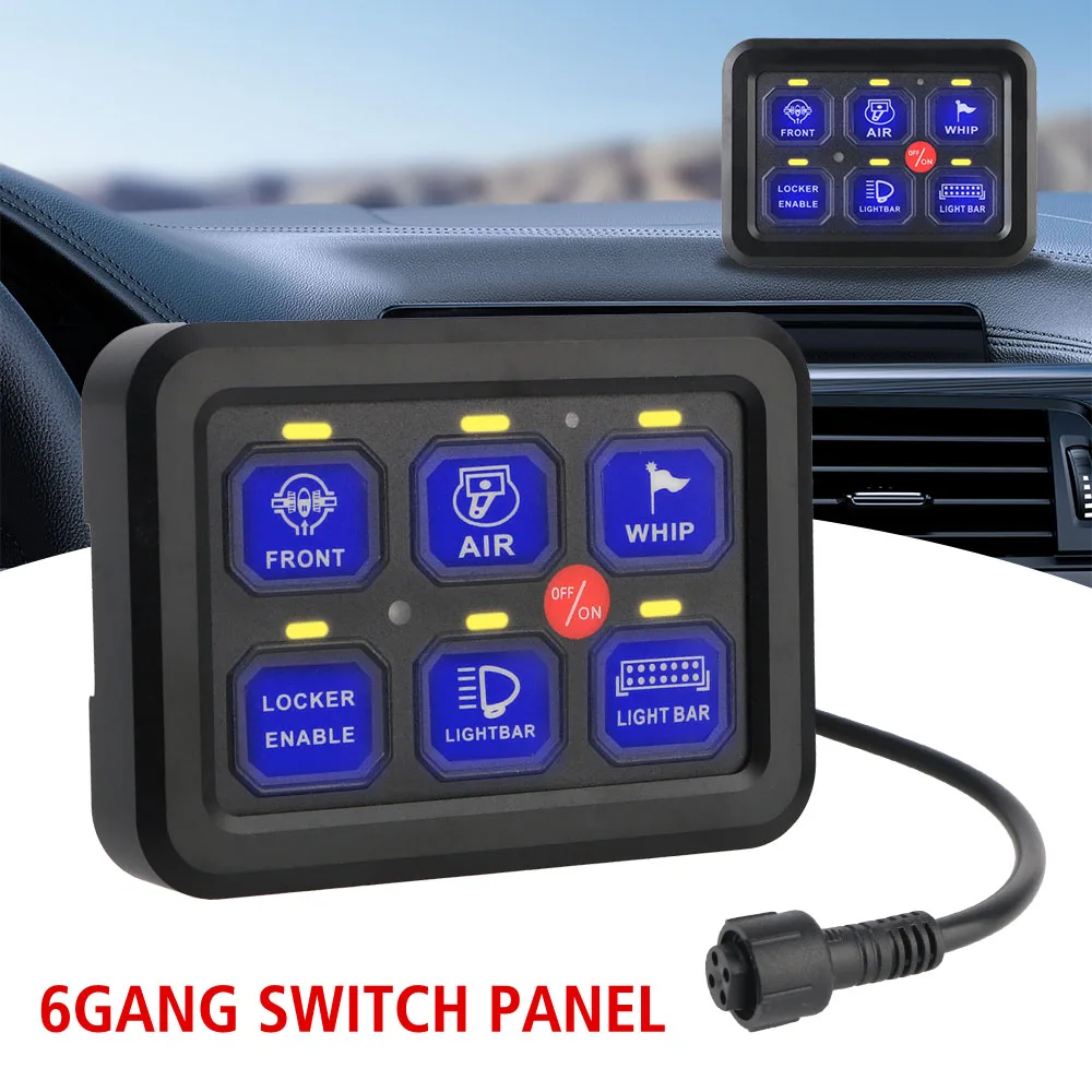 Control Panel Combination Switch Car accessories 6 Gangs 12V On Off Switch Light Switches Car LED Switch Panel Light Senstive