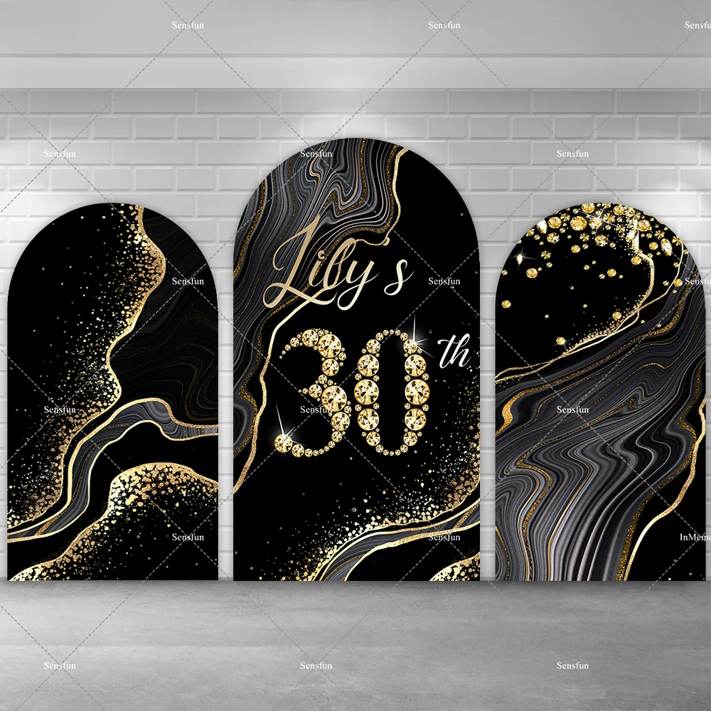 غطاء خلفية على شكل قوس خوخه لامع باللونين الأسود والذهبي للبالغين والرجال والنساء وخلفيات تصوير لحفلات أعياد الميلاد السعيدة