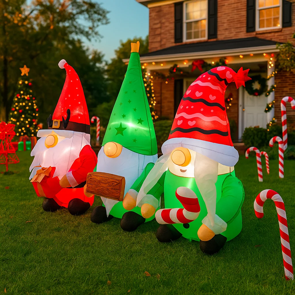 2.1 متر/6.8FT نفخ عيد الميلاد التماثيل ساحة أضواء الحديقة LED ديكورات المنزل اللعب عطلة الإضاءة ديكور في الهواء الطلق ساحة ديكور