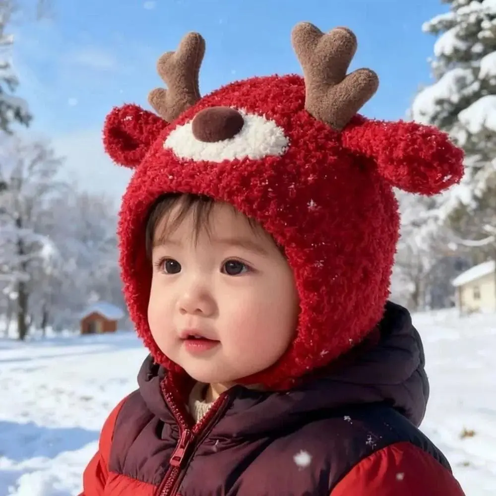 

Cute Winter Baby Crochet Hat Cold-Resistant 6-30 Months Toddler's Plush Knitted Hat Windproof Breathable Kids Ear Protection Hat