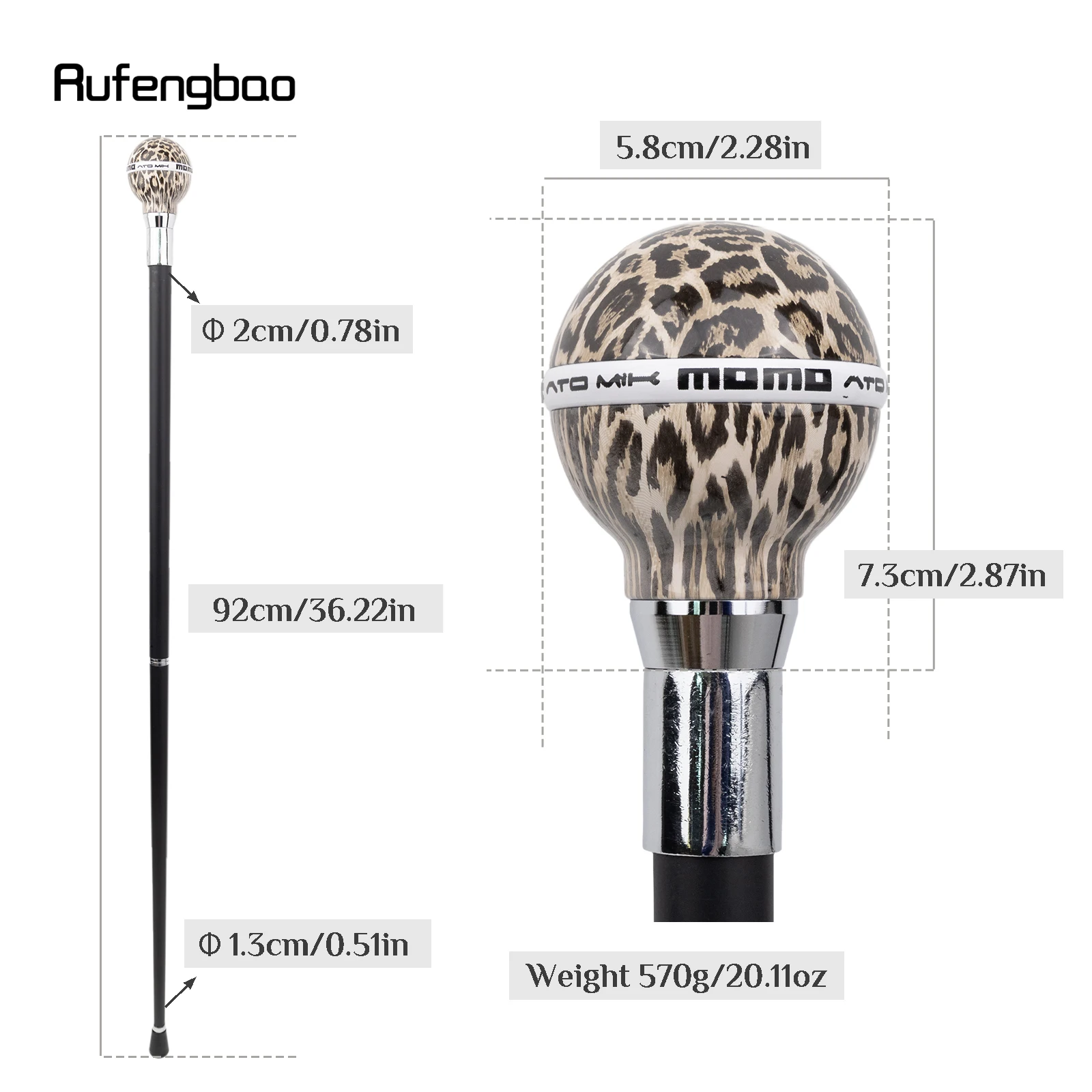 Leopard Print Leather Ball Silver Decorative  Cane For Halloween For Cosplay And Parties, For Cosplay & Party