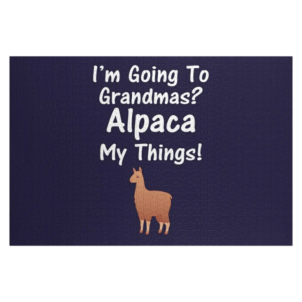 I'm Going To Grandma's? Alpaca My Things Jigsaw Puzzle Personalized Wooden Name Personalised Toys Puzzle