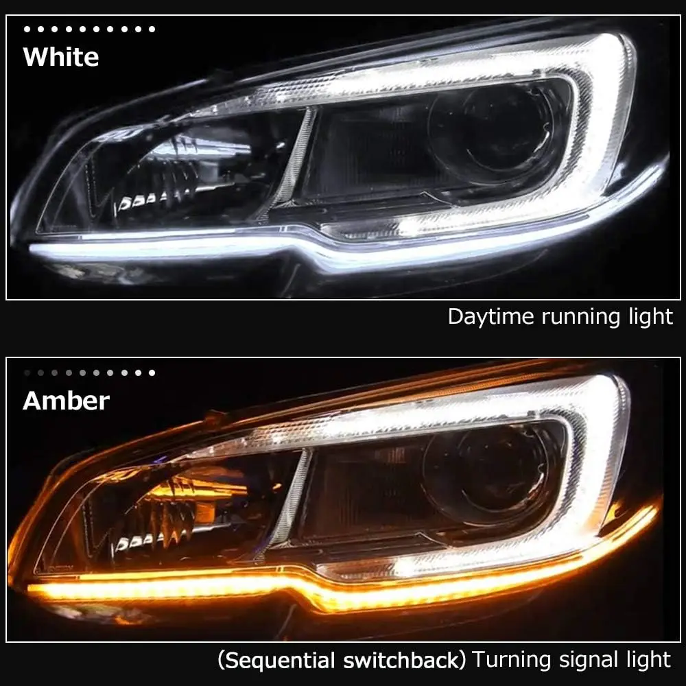 

Автомобильные светодиодные ленты, ленты для фар DRL, 2 шт., 24-дюймовые двухцветные белые и янтарные дневные ходовые огни, неоновый поворот