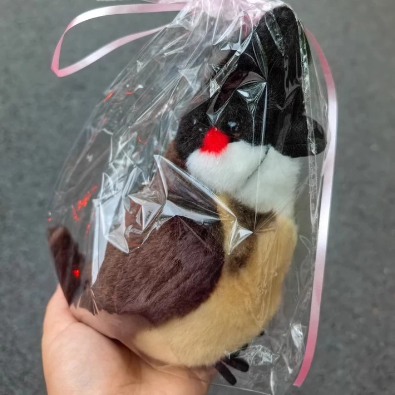 Mignon simulé joue rouge Bulbul doux en peluche poupée jouet jeter oreiller sac à dos pendentif modèle ornements enfants cadeau d'anniversaire