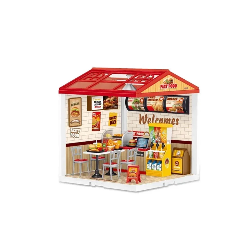 Mini casa delle bambole in miniatura blocco fai da te artigianato per bambini illuminazione della casa blocchi di costruzione giocattoli di assemblaggio fai da te regalo di Natale per bambini