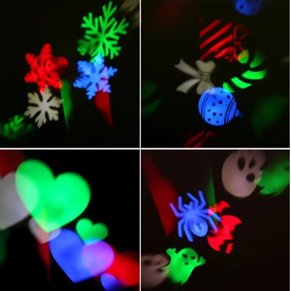 Laser Projector Lamp Mini LED Stage Light Heart Snow Spider Bowknot Bat Christmas Party DJ Laser Lighting With 4 pattern lens