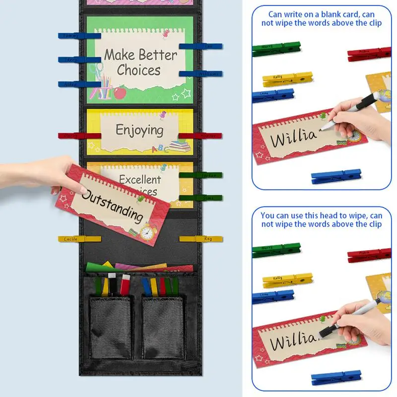 Student Behavior Clip Chart For Classroom Management Kids Reward Pocket Chart Behavior Bulletin Board For KG Teacher Supplies