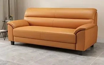 Leather sofa Small apartment double seat simple modern living room combination first layer cowhide three-seat leather sofa