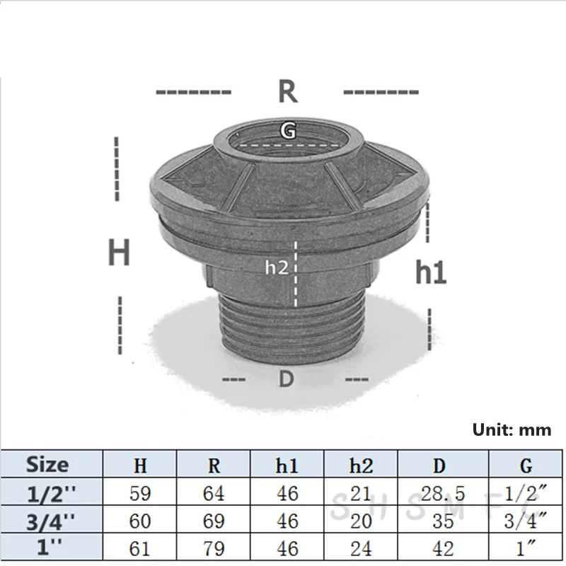 Juntas de tanque de agua de doble rosca UPVC, accesorios de riego de jardín, Conector de pecera, 1 ~ 8 piezas, 1/2, 3/4, 1 pulgada