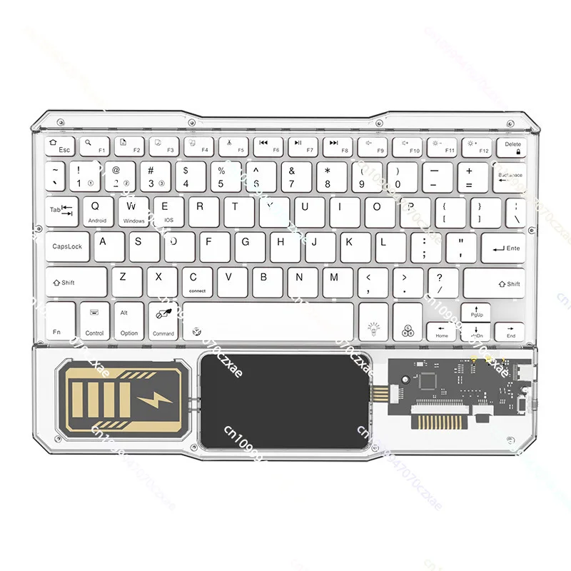 

Transparent bluetooth keyboard led backlight with trackpad ultra-thin charging