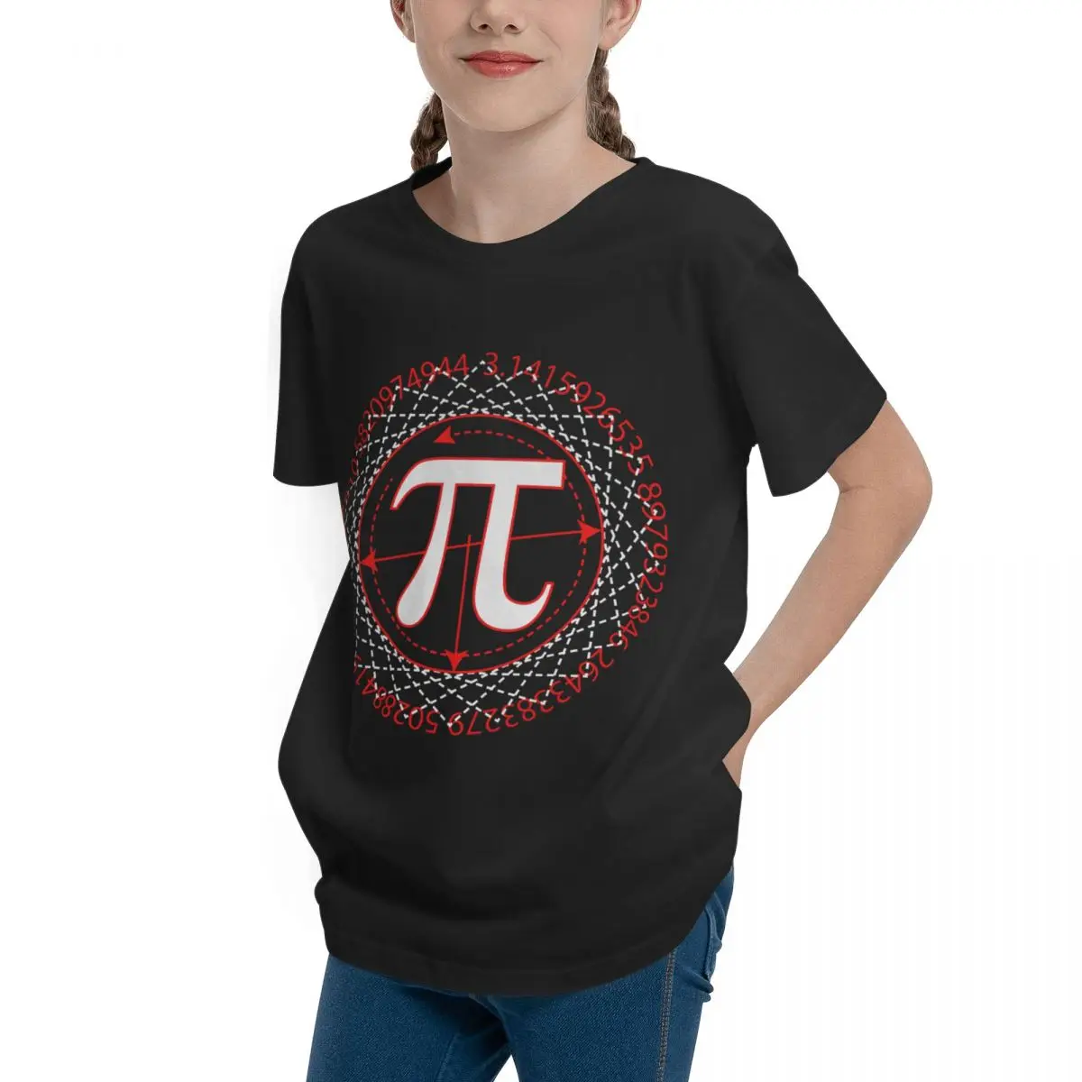 Adolescents Basic Short Sleeve T-Shirt Pi Sign Drawing White Essential For Sale RetroHigh grade Top tee premium  Adolescents