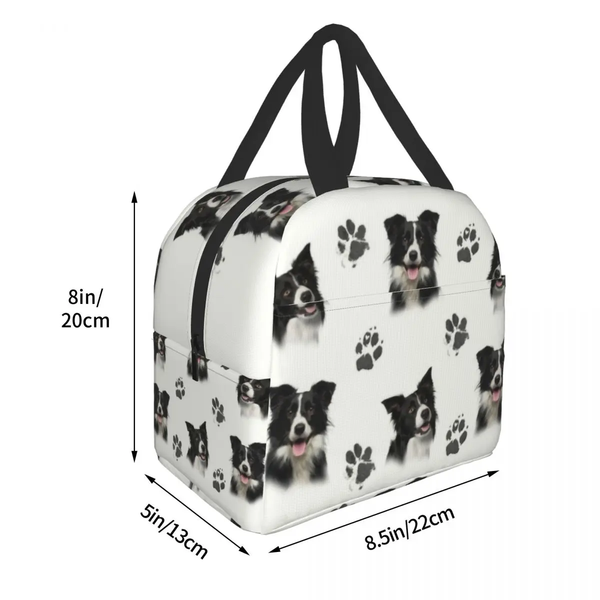 Custom Border Collie Lunch Bag Women Thermal Cooler Insulated Lunch Boxes for Kids School Children Fruit Fresh Storage Bag