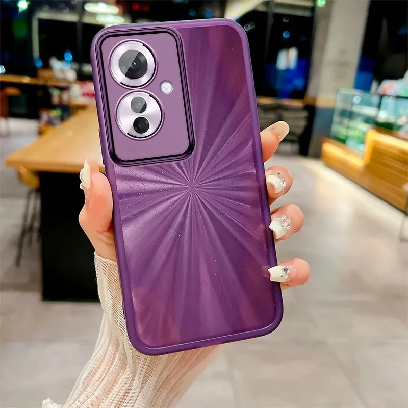 For OPPO Reno 11 Pro 10 11F 12 A78 5G A56S A16K A58 A57 A17 A38 A72 Aurora Glitter Paper Case Transparent Cover