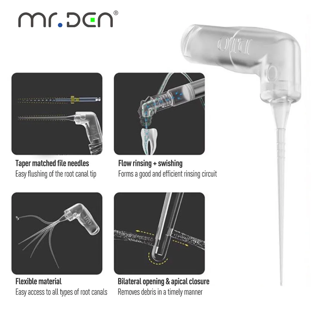 Swiss PD Octopus with Graduated Angle Flexible Plastic Two-hole Root Canal Irrigation Tip with Syringe Bilateral Oral Endodontic